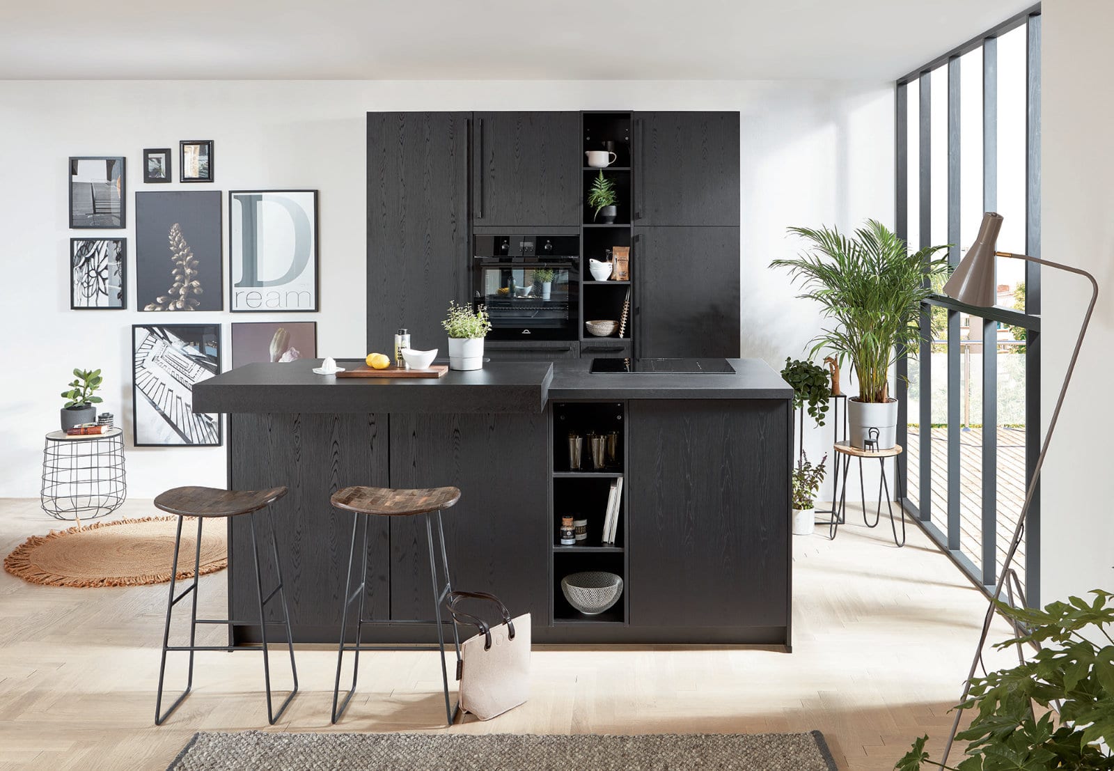 Nobilia Dark Compact Handleless Kitchen With Island 2021 2 | Lead Wolf, Peterborough