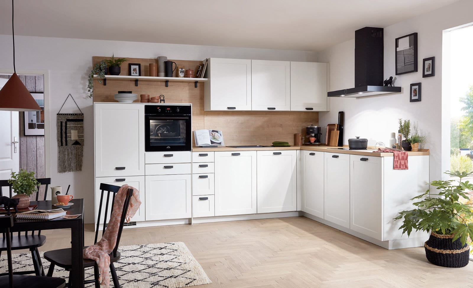 Nobilia Matt White Wood Shaker L Shaped Kitchen 2021 | Lead Wolf, Peterborough