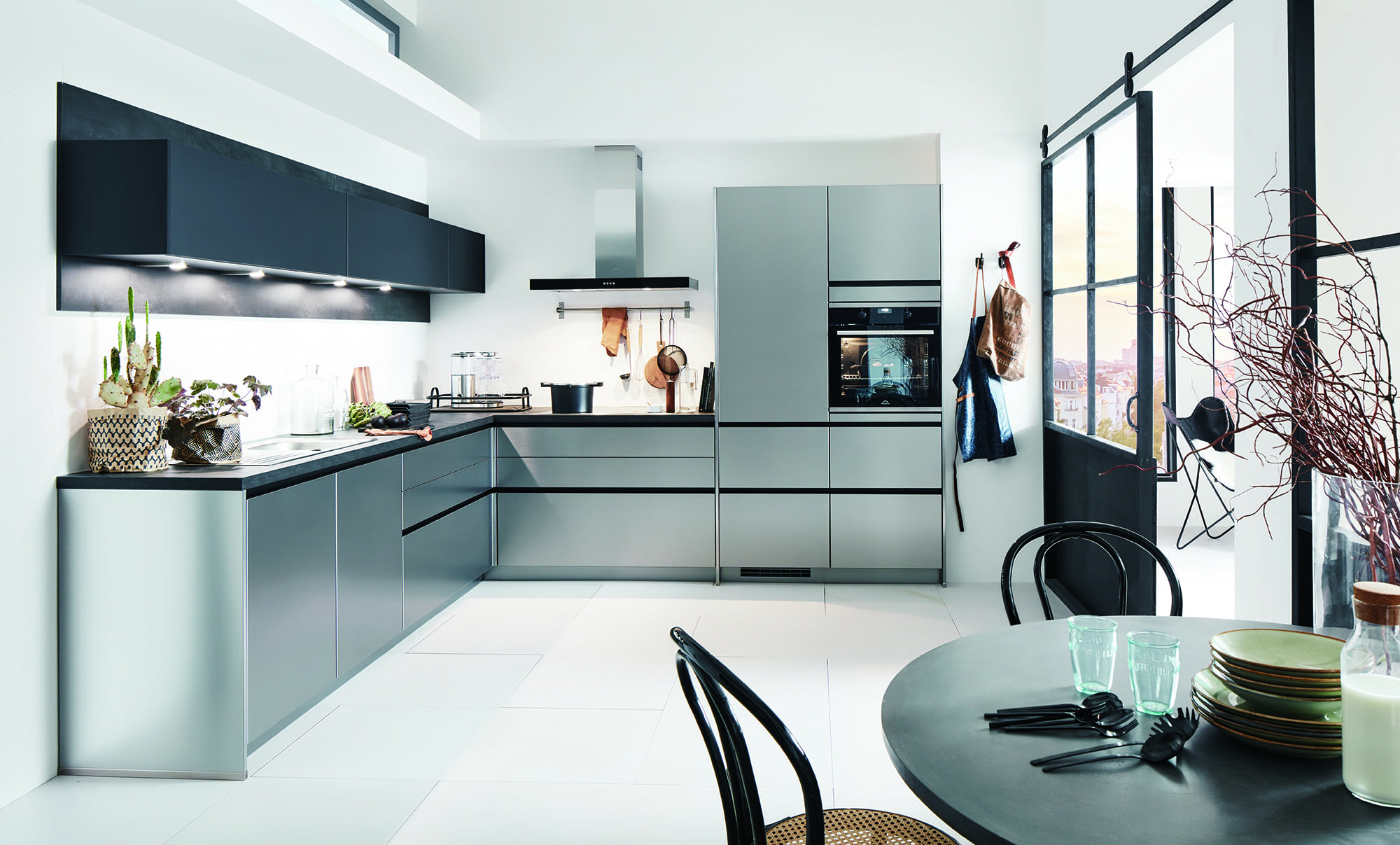 Nobilia Metallic Handleless L Shaped Kitchen 2021 | Lead Wolf, Peterborough