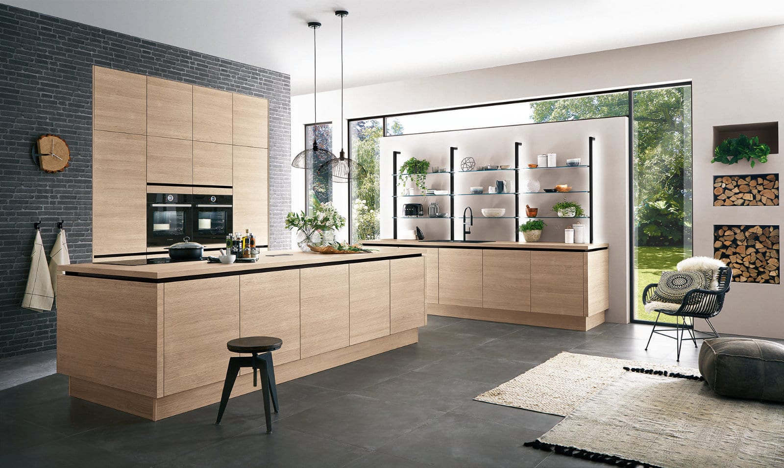 Nobilia Modern Handleless Wood Open Plan Kitchen With Island 2021 1 | Lead Wolf, Peterborough
